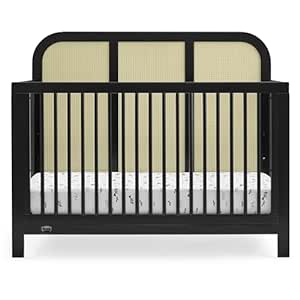 Simmons Kids Theo 6-in-1 Convertible Crib - Greenguard Gold Certified, Black/Textured Almond