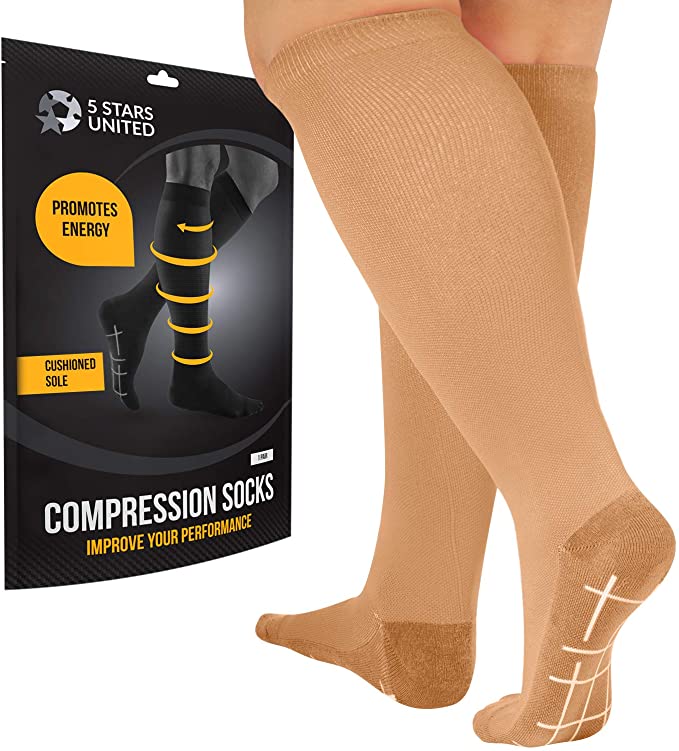 Compression Socks for Women and Men – Knee High Support Stockings for Nurses, Pregnancy, Running - Regular and Wide Calf