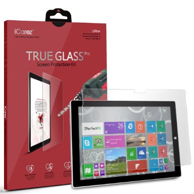Microsoft Surface Pro 4 Screen Protector iCarez Tempered Glass Highest Quality Premium Easy Install With Lifetime Replacement Warranty - Retail Packaging 2015