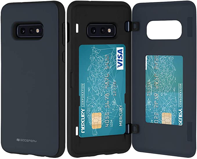 GOOSPERY Galaxy S10e Wallet Case with Card Holder, Protective Dual Layer Bumper Phone Case (Midnight Blue) S10E-MDB-NVY