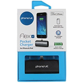 PhoneSuit Flex XT Pocket Charger for iPhone 6 And iPhone 6 Plus External Battery Pack Works with Most iPhone Cases - MFI (Black)