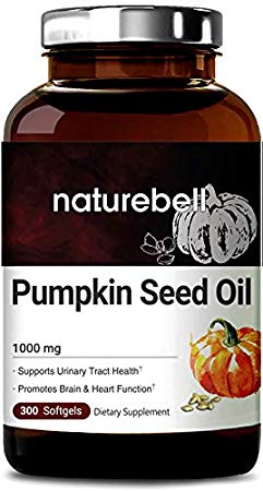 Maximum Strength Pumpkin Seed Oil 1000mg, 300 Softgels, Cold Pressed, Rich in Omega 3 6 Essential Fatty Acids, No GMOs and Made in USA