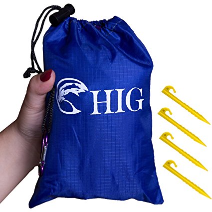 HIG Pocket & Picnic Blanket Waterproof Lightweight, Outdoor Beach Blanket Includes Corner Pockets