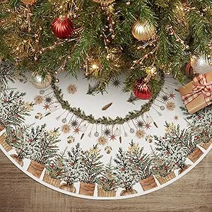 AVOIN colorlife Christmas Tree Skirt 36 Inch, Christmas Trees Ornaments Winter Holiday Tree Mat Decoration