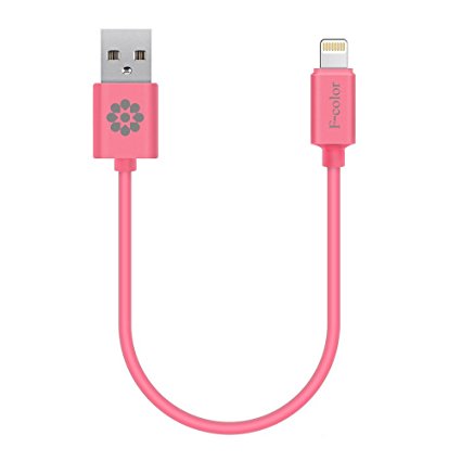 iPhone 7 Charger, 1 Ft Short Lightning Cable, F-color Sturdy Apple MFI Certified Cable Cord For iPhone 7 6S 6 Plus 5S 5C 5, iPhone SE, iPad 4 Air 2 3 iPad Mini 2 3 4 iPad Pro, iPod Touch 5 Pink