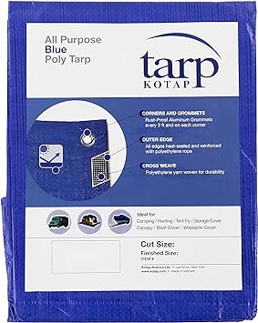 Kotap 10-ft x 20-ft General Purpose Blue Poly Tarp, Item: TRA-1020