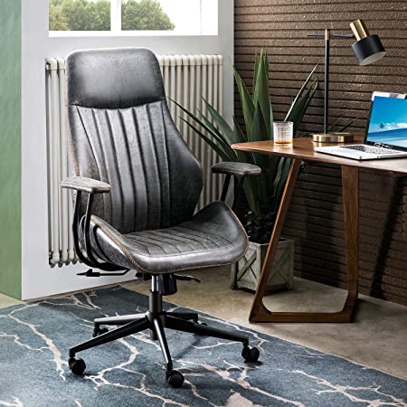 ovios Modern Computer Desk Chair, Ergonomic Office Chair, high Back Suede Fabric Desk Chair with Lumbar Support for Executive or Home Office (Grey)