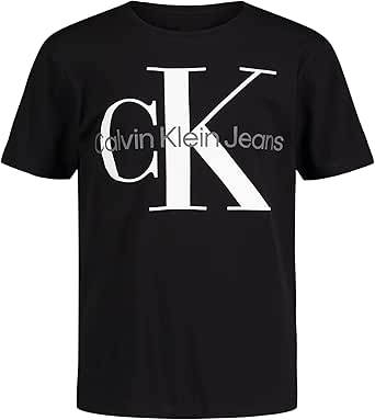 Calvin Klein Boys' Short Sleeve Logo Crew Neck T-Shirt, Soft, Comfortable, Relaxed Fit