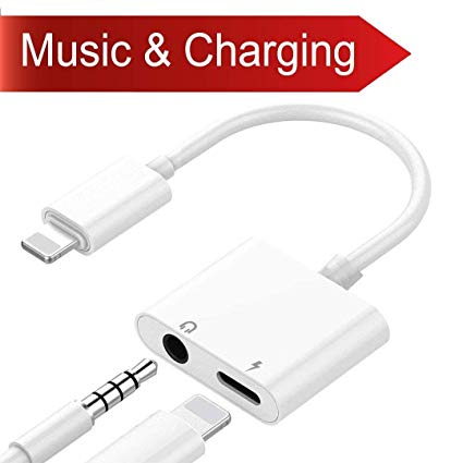 yifumaoyi Compatible Headphone Adapter Charge&Music 3.5mm Jack Earphone Dongle Connector 2 in 1 Accessories Headset AUX Cables Audio Earpiece Adaptor Replacement iPhone 7/7P/8/8P/X iOS10.3/11 or Later
