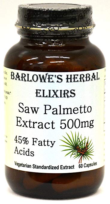 Saw Palmetto Extract - 45% Fatty Acids - 60 500mg VegiCaps - Stearate Free, Bottled in Glass! FREE SHIPPING on orders over $49!