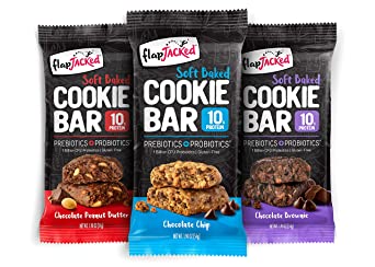 FlapJacked Soft Baked Cookie Bar Variety, 12 count | Protein Snack Bar | Prebiotics   Probiotics | Gluten-Free