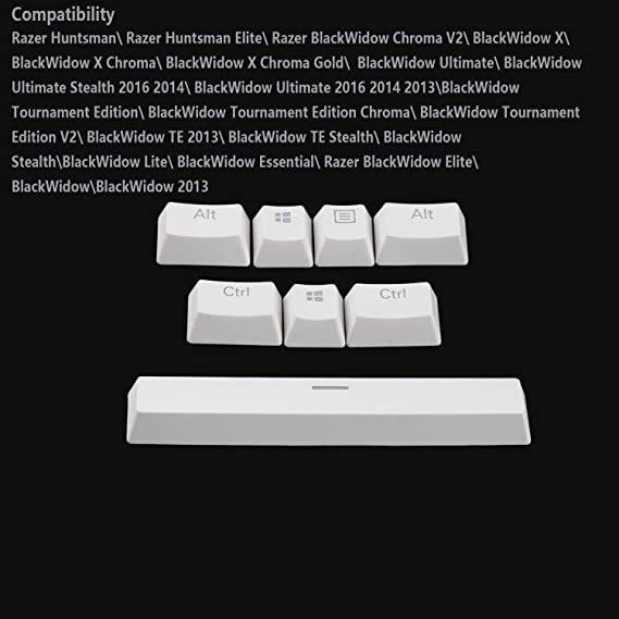 Black White 8 Key Douhle Shot Keycap Bottom Row Special Keys for Corsair Logitech Razer Coolermaster