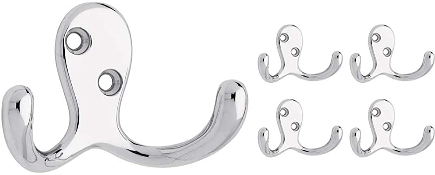 Franklin Brass FBDPRH5-PC-C Double Prong Robe Hook in Polished Chrome, (5-Pack)