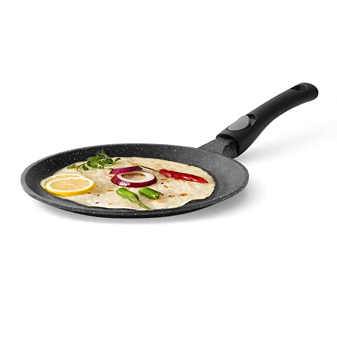 CAROTE Dosa Tawa Non Stick Pan, Granite Tawa for Roti, Detachable Flat Dosa Tava, Induction Roti Tawa, 28cm, Anti-Bulge Tawa, Non Stick Tawa