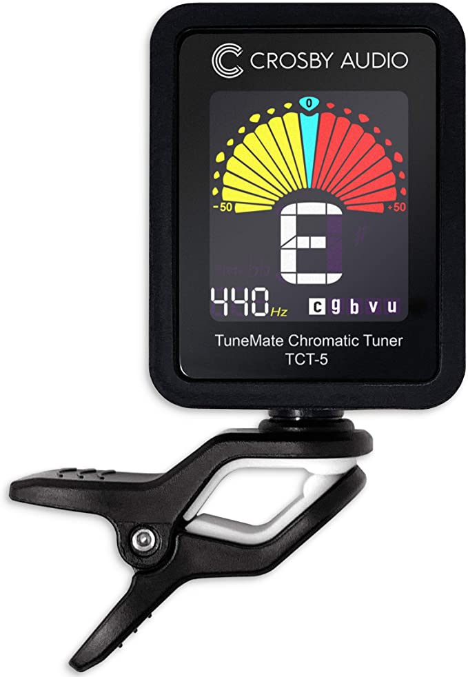 Crosby Audio TuneMate Clip-on Chromatic Tuner for Acoustic Guitar, Bass, Violin, Ukulele and Banjo
