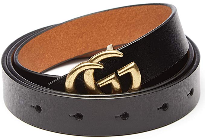 ~2-7 Days Fast US Deliver Guarantee Fulfilled by Amazon~Tiny Gold Buckle Style Women Extra Slim Leather Belt~2.2cm Belt Width