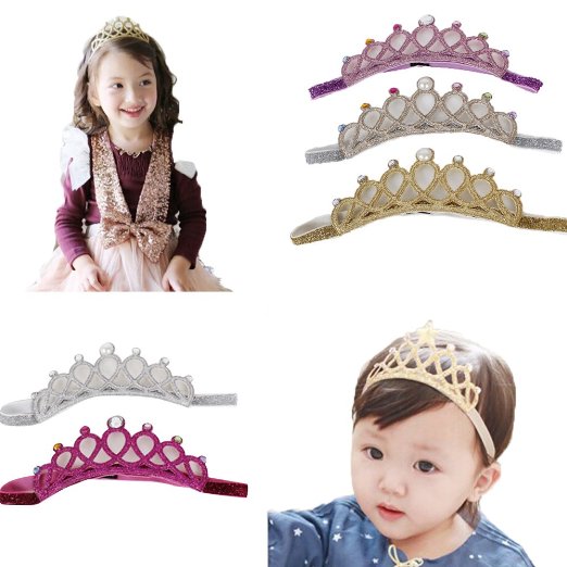 Mookiraer® 5PCS Baby Girls Crown Headbands Toddler Princess Hair Bands