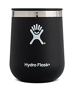 Hydro Flask 10 oz Double Wall Vacuum Insulated Stainless Steel Stemless Wine Tumbler Glass with BPA Free Press-In Lid, Black