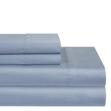 Pointehaven 400 TC Deep Pocket 100-Percent Pima Cotton Sheet Set, Dusty Blue, Cal King