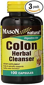 Mason Natural, Colon Herbal Cleanser, 100 Capsules (Pack of 3), Dietary Supplement Supports Digestive Health with Soluble Fibers, Probiotics and Herbs