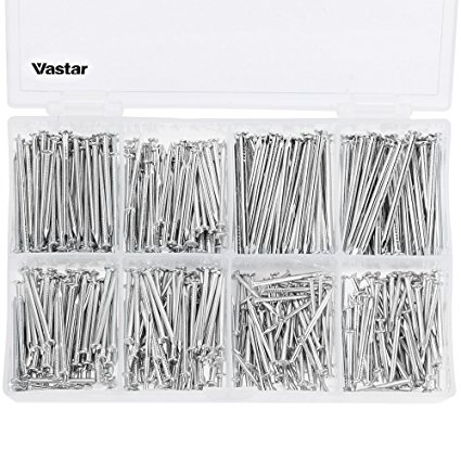 Vastar 600 Pieces Hardware Nails and Brad Nails Assortment 7 Different Sizes