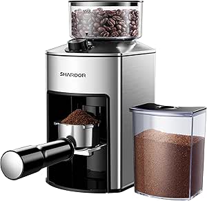 SHARDOR Anti-static Conical Burr Coffee Grinder Electric, Automatic Coffee Bean Grinder for Espresso French Press Drip Coffee Adjustable Burr Mill with 10 Precise Grind Settings for Home Use,