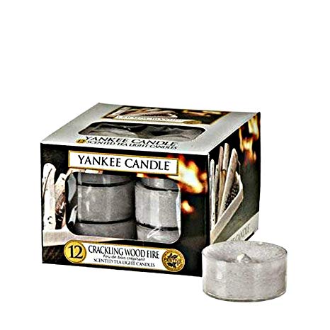 Yankee Candle Classic Tea Lights Crackling Wood Fire, Grey