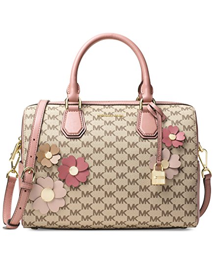 MICHAEL Michael Kors Flora Appliqué Mercer Medium Duffel Signature Bag , Natural / Fawn