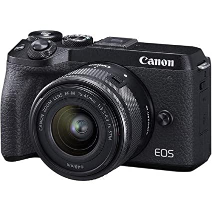 Canon EOS M6 Mark II 32.5MP   EF-M 15-45mm f/3.5-6.3 is STM with 16GB Memory Card and Carry Case (Black)