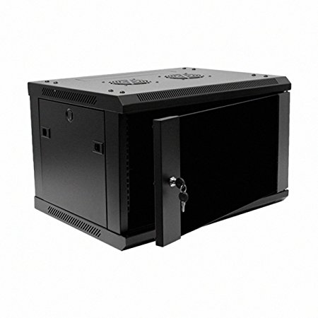 Navepoint 6U Deluxe IT Wallmount Cabinet Enclosure 19-Inch Server Network Rack With Locking Glass Door 16-Inches Deep Black