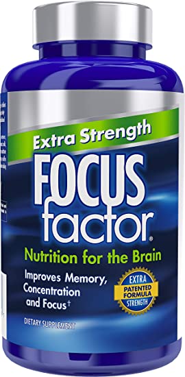 Focus Factor Extra Strength - Memory, Concentration & Focus - DMAE, Vitamin D, DHA, Bacopa & Much More - Trusted Clinically Tested Brain Health Supplement (120 Count)