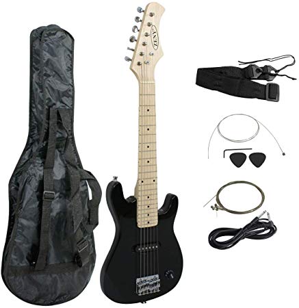 ZENY 30'' Full Size Electric Guitar with Case and Accessories Pack Beginner Starter Package (Without Amp, Black)