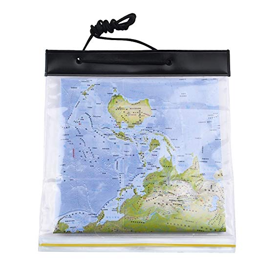 Dreamtop PVC Waterproof Map Case Transparent Pouch Dry Bag for Camping Hiking with Neck Cord