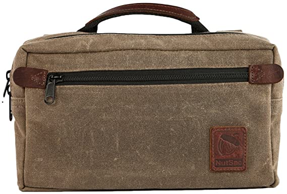 NutSac Man-Bag, Dammit - Small Mens Bag in Waxed Canvas and Leather (Tan)