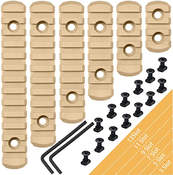 Pecawen Picatinny Rail Accessory Set,3 5 7 9 11 13 Slot Picatinny Rail Section for Mloc Systems with 13 T-Nuts & 13 Screws & 2 Allen Wrench