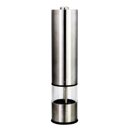 Fu Store Electric Peppermill Battery Operated Stainless Steel Salt and Pepper Mill Grinder, Adjustable Ceramic Grinding Mechanism