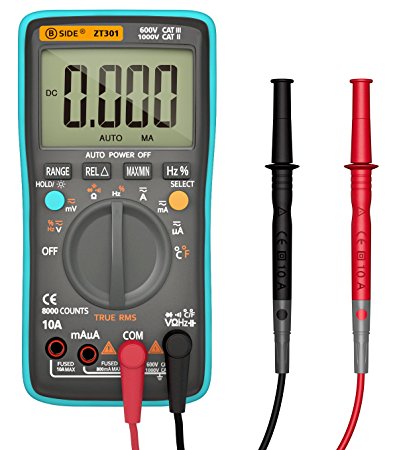 Auto-Ranging Digital Multimeter, Housolution True RMS 8000 Counts Digital Multi Tester Volt Amp Ohm Diode and Continuity Test for Households Electrians Factories, Backlight LCD Display - BICE