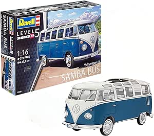 Revell 07009 Volkswagen T1 Samba Bus Model Kit, 1:16 Scale 27.2 cm, Multi-Color, 223