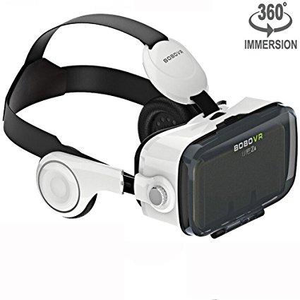 VR Viewer Helmet Virtual Reality Glasses with Build-in Stereo Headphones and Adjustable Strap Movie Games 3D VR Headset fits the Myopia for iOS & Android Smartphones within 3.5-6.2 inches (Z4 Black)
