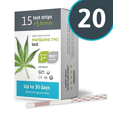 Highly Sensitive Home Marijuana (THC) Test - Medicaly Approved Drug Test Strips for Detecting THC in Urine up to 30 Days in 2-5 Minutes Only