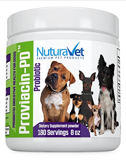Proviacin-PD Probiotics For Dogs By NuturaVet- For Active Digestive System, Overall Wellness, Stronger Immune System- Yeast Infections– Powder Supplement: 180 Servings 8oz-GMP Approved-Made In USA