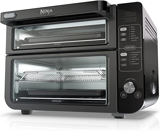 Ninja DCT402BK 13-in-1 Double Oven with FlexDoor, FlavorSeal & Smart Finish, Rapid Top Oven, Convection and Air Fry Bottom Oven, Bake, Roast, Toast, Air Fry, Pizza and More, Black