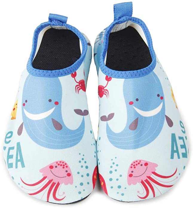 QTMS Kids Boys Girls Water Shoes Barefoot Quick Dry Aqua Socks Swim Shoes