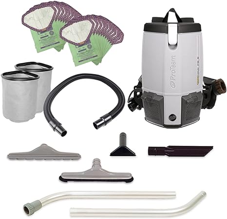 ProTeam ProVac FS6 and 22 Filter Bags Backpack Vacuum Commercial with Restaurant Tool Kit, Corded, 107363