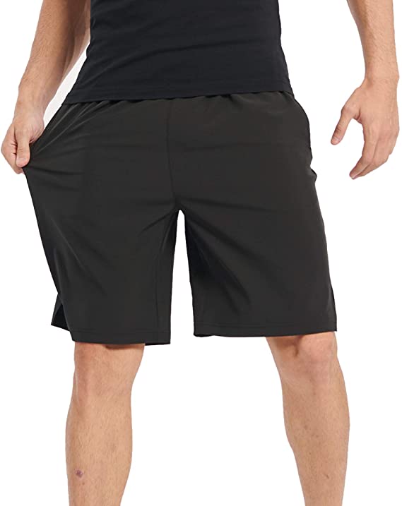 TOP-3 Workout Athletic Gym Mens Shorts for Running Basketball,9 Inch Inseam Elastic Waist with Drawstring and Pockets