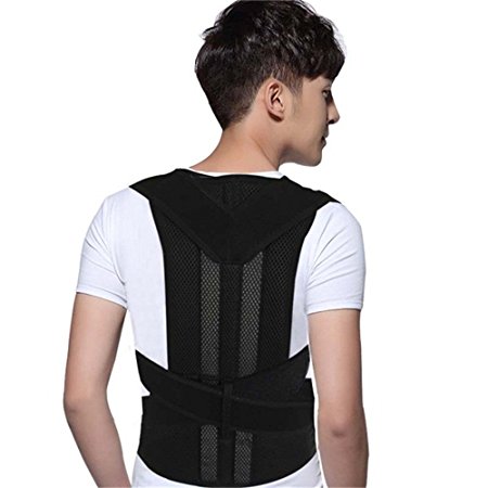 “Aofit Back Brace” Unisex- Posture Corrector Back Support and Shoulder Back Brace for Back Pain and Humpback Adjustable Double Pull Back Brace (S(length: 36”), Black)