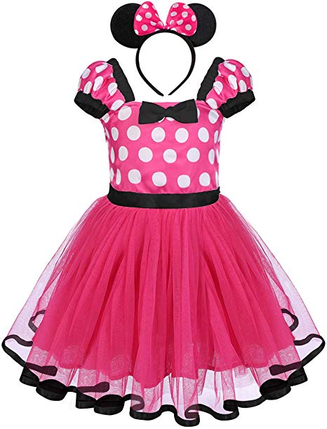 Minnie Costume Baby Girl Tutu Dress Mouse Ear Headband Polka Dot First Birthday Halloween Fancy Dress Up Princess Outfits