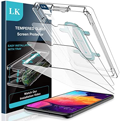 LK [3 Pack] Screen Protector for Samsung Galaxy A50, Tempered Glass [Easy-Installation Tool] [Case Friendly] HD Clear 9H Hardness