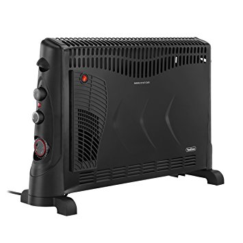 VonHaus 2000W Convector Heater with Free 2 Year Warranty, 3 Heat Settings, Turbo Function & Timer - Black