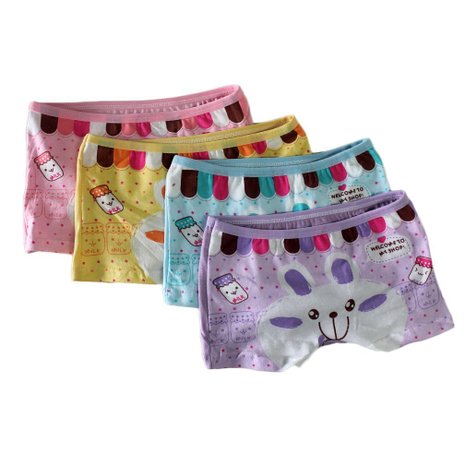 Smail Baby 2t-10t Kids Girls Briefs 4-pack Boyshort Underwear Rabbit